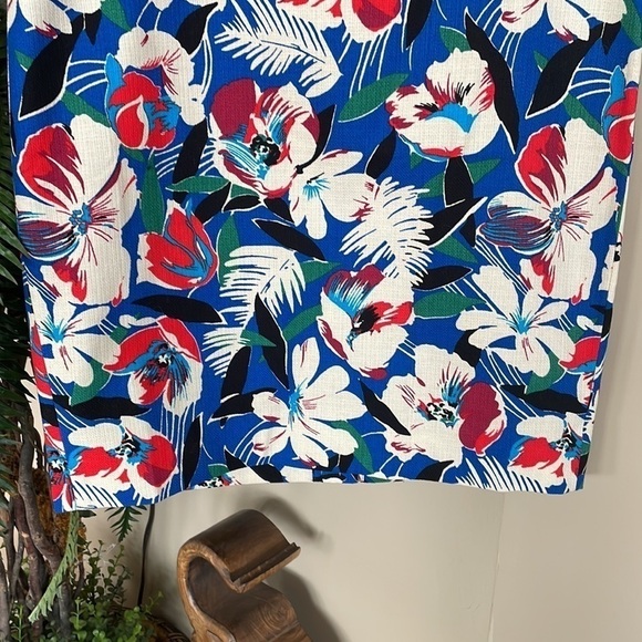 Brand New J. Crew Basket Weave Cotton Bright Floral Lined Pencil Skirt - Picture 3 of 12